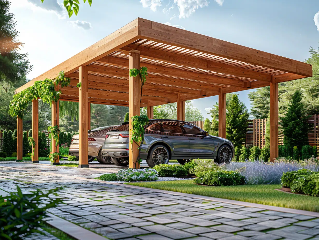 Carport en bois pour 2 voitures : abri élégant et fonctionnel pour votre véhicule