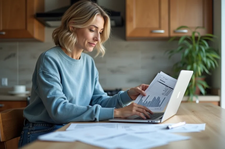 Femme en train de revoir ses factures de renovation