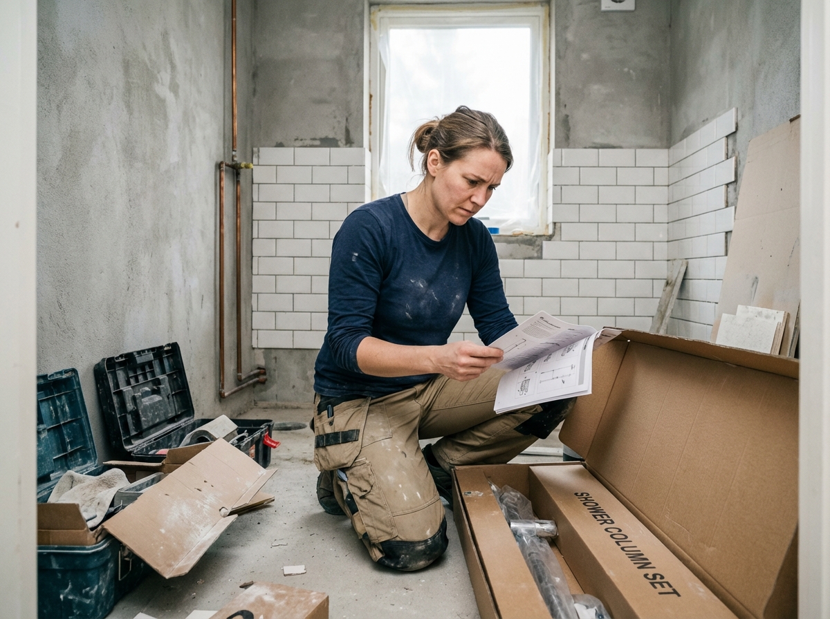 Femme lisant les instructions d