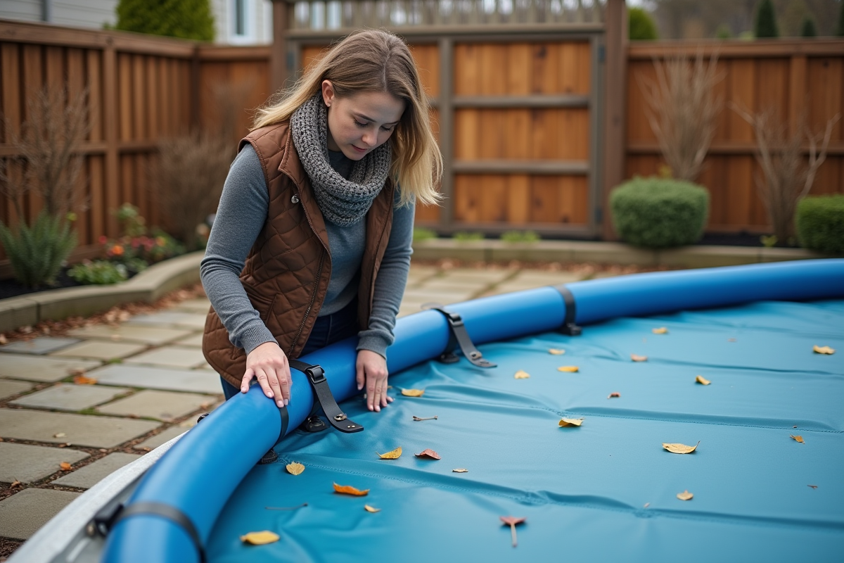 Femme fixant les sangles d