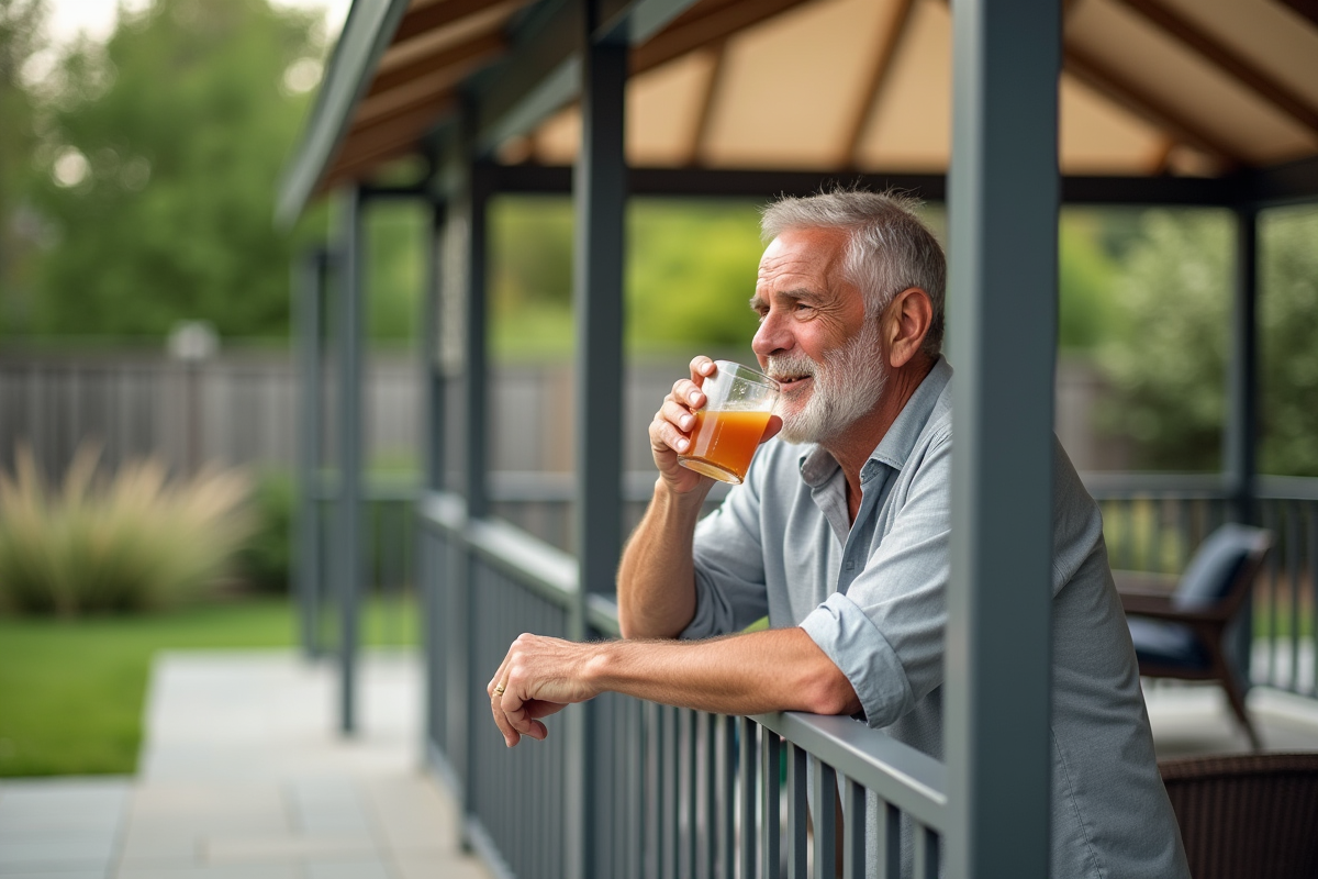 Homme âgé profitant d