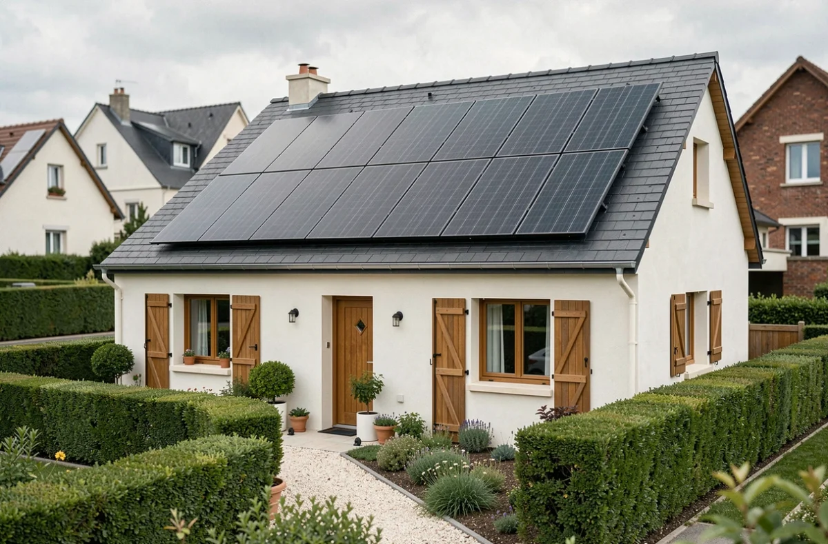 Maison individuelle équipée de panneaux solaires Dualsun en France